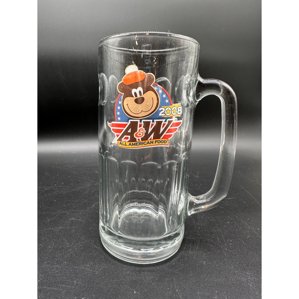 A&W Root Beer Mug Great A&W Root Bear Glass Stein Heavy Clear Collector